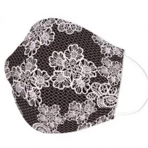 Pack 30 Mascarillas quirúrgicas, sin látex. Efecto encaje negro, floral