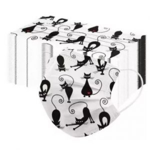 Pack 50 mascarillas quirúrgicas triple capa sin látex. Gatos negros