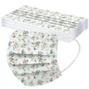 Pack 10 Mascarillas quirúrgicas, sin látex. Flores rojas amarillas